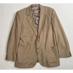 Circle S‎ Blazer Mens 44 R Western Tan Suede Sport Coat Made In USA Vintage